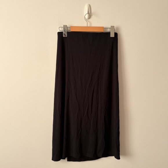 Aritzia Wilfred Vespa Ruched Midi Skirt with Thigh Slit Black Size Small - Picture 6 of 8